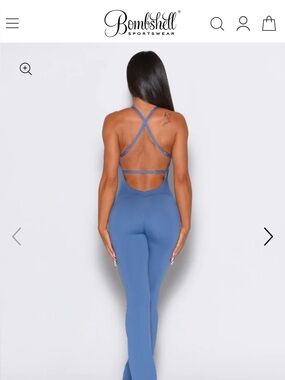 Bombshell Sportswear Blue Strappy Open-Back Jumpsuit